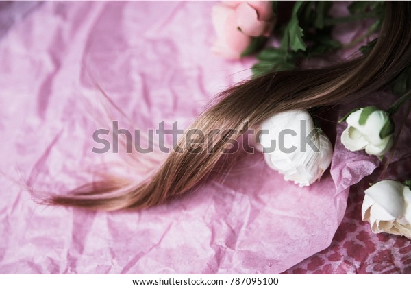 Ombre Hair Extensions On Bright Pink Stock Photo Edit Now 787095100