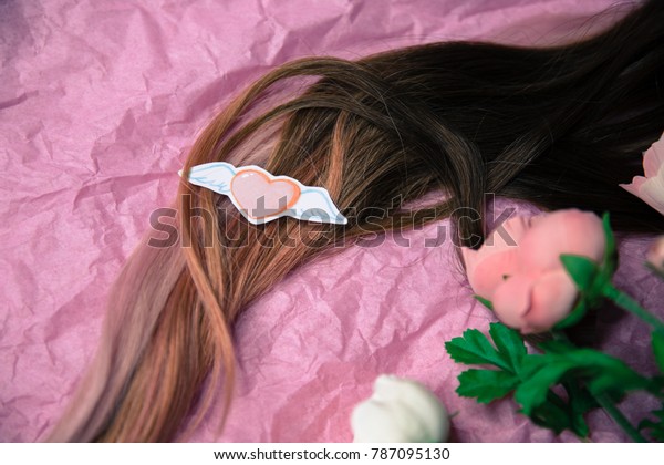 Ombre Hair Extensions On Bright Pink Stock Photo Edit Now 787095130