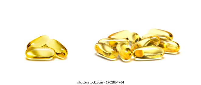 Omega 3 Fish Oil Capsules Isolated On A White Background