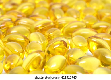 Omega 3 Soft Gel Capsules On White Background