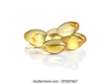 Omega-3 Fish Oil Softgel Capsules Isolated.