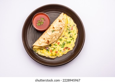 Omelette chapati roll or Franky. Indian Popular, quick healthy recipe for kid's tiffin or lunch box