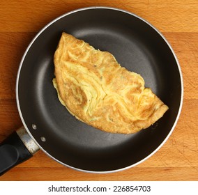 Omelette Cooking In Frying Pan.