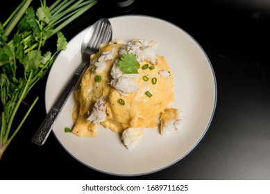 Omelette With Crab Meat Isolated 