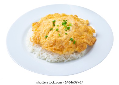 Omelette In White Plate Isolated On White Background. 