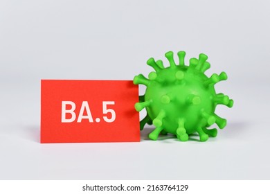 Omicron Subvariant BA.5 Virus Mutation Concept With Virus Model And Text