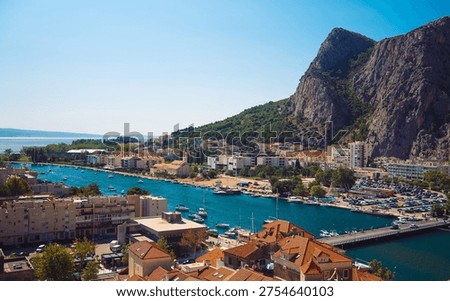 Omis town split by Cetina river. Croatia.