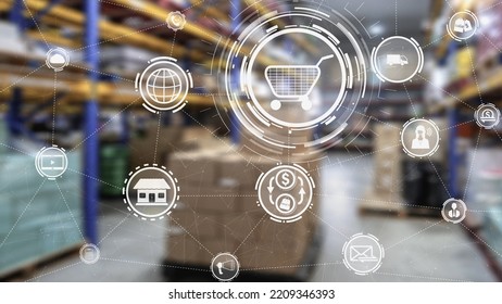 Omni channel technology of online retail business approach. Multichannel marketing on social media network offer service of internet payment channel, online retail shopping and omni digital app - Shutterstock ID 2209346393
