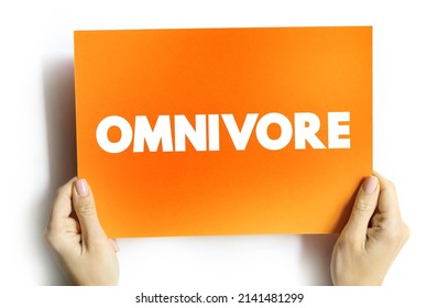 Omnivore Is An Organism That Eats Plants And Animals, Text Concept On Card