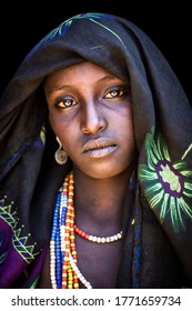 Omo valley, Ethiopia- March 19 2019: Portrait of a beautiful girl from the Arbore tribe, Omo valley, Ethiopia.