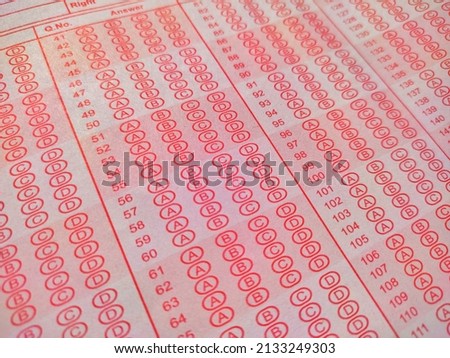 OMR Answer sheet of exam