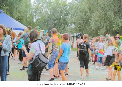 Omsk, Russian Federation, 08.17.2019: Festival Of Colors.