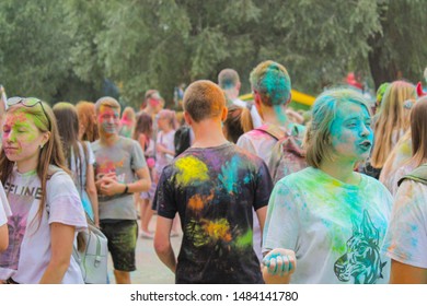 Omsk, Russian Federation, 08.17.2019: Festival Of Colors.