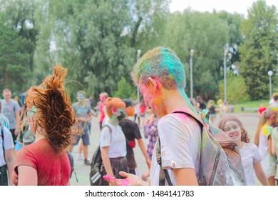 Omsk, Russian Federation, 08.17.2019: Festival Of Colors.