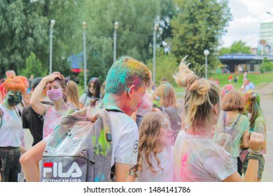 Omsk, Russian Federation, 08.17.2019: Festival Of Colors.