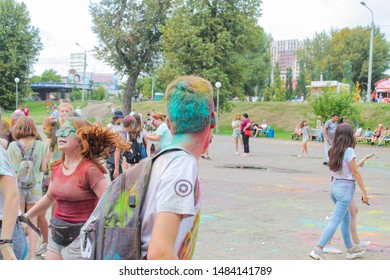 Omsk, Russian Federation, 08.17.2019: Festival Of Colors.