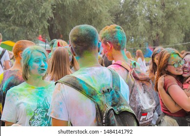 Omsk, Russian Federation, 08.17.2019: Festival Of Colors.