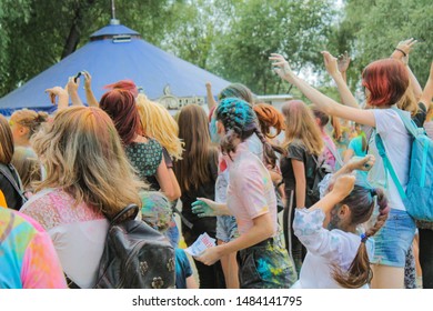 Omsk, Russian Federation, 08.17.2019: Festival Of Colors.