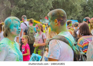 Omsk, Russian Federation, 08.17.2019: Festival Of Colors.