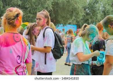 Omsk, Russian Federation, 08.17.2019: Festival Of Colors.