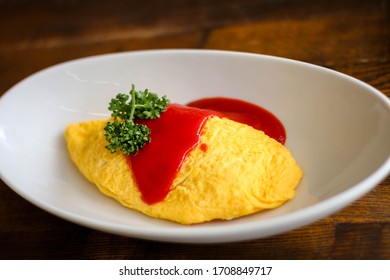 Omurice. Japanese Omelette With Rice.