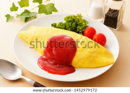 Omurice. Japanese omelette with rice