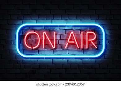 On Air Neon Sign on a dark wall - Powered by Shutterstock