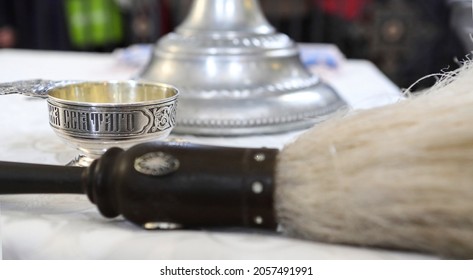 On The Altar Of The Orthodox Church There Is A Bowl With Holy Water With The Inscription 