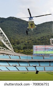 On August 22, 2016, The South Korean Military And Police Officers And Firefighters Conducted The UIchi Focus Lens Exercise At The Daegu World Cup Stadium In Daegu, South Korea.
