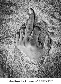 On The Beach Hand In Rigor Mortis Says Fuck You