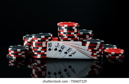 on a black background,  big bet for playing cards on money - Shutterstock ID 750607129