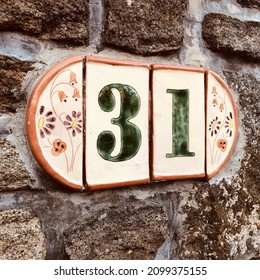 On Brick wall, Porcelain 31 street number, 31 house number, 31 building number, amazing view 