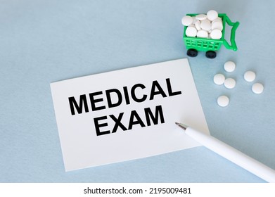 On The Business Card Is The Text MEDICAL EXAM