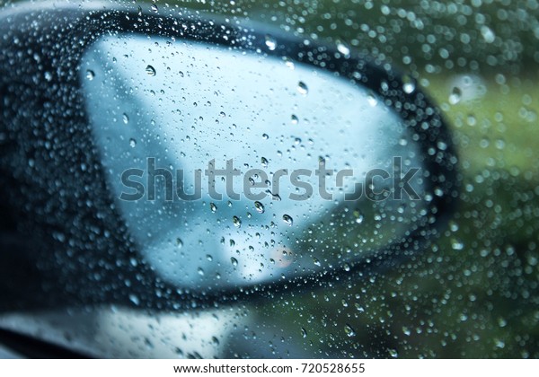 on car window in raining\
day.