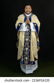 On December 15, 2021, A Young Priest Receives His Ordination And Exudes Resourcefulness In Front Of The Cameras In A Rehearsal Made While Trying On His New Attire, Santa Barbara, Pará, Brazil