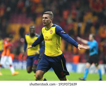 On December 9, 2014, In Istanbul Türk Telekom Arena Stadium, Galatasaray Football Team Lost To Arsenal Team 4-1 In The Champions League. Lukas Podolski Joy