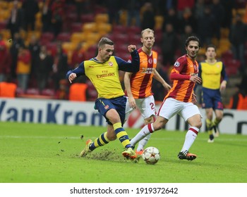 On December 9, 2014, In Istanbul Türk Telekom Arena Stadium, Galatasaray Football Team Lost To Arsenal Team 4-1 In The Champions League. Lukas Podolski Joy