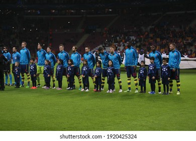 On December 9, 2014, In Istanbul Türk Telekom Arena Stadium, Galatasaray Football Team Lost To Arsenal Team 4-1 In The Champions League. Arsenal Football Team.