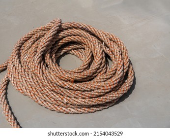 On The Deck Of The Ship, Ship Rope Are Rolled Into Coil For Mooring The Ship.