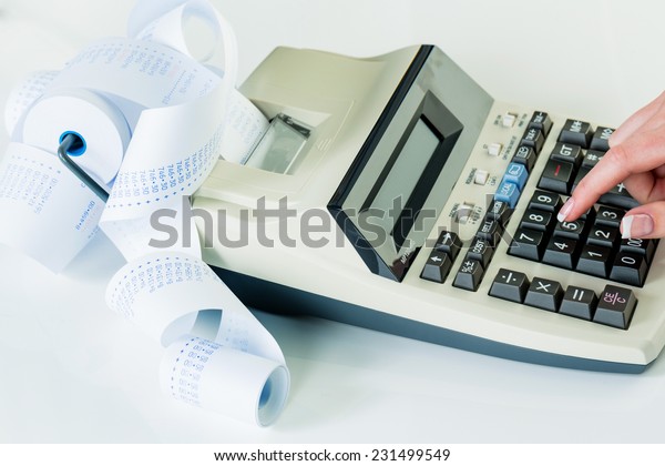 On Desk Calculator Arithmetic Strip Stock Photo Edit Now 231499549