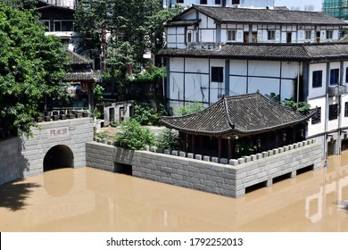 On July 27, 2020, The No.3 Flood Peak Of The Yangtze River Passes Through Ciqikou Ancient Town In Chongqing, China, Which Is The Largest Flood Peak Of The Yangtze River This Year.