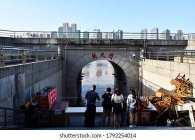 On July 27, 2020, The No.3 Flood Peak Of The Yangtze River Passes Through Chaotianmen, Chongqing, China. This Is The Biggest Flood Peak Of The Yangtze River This Year.