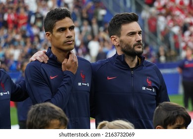 On June 03, 2022,  Hugo Loris Ans Raphaël Varane The French Player During The Nations League Football Match Between France Vs Denmark At The Stade De France