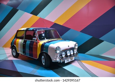 On June 19, 2019, British designer Paul Smith and car brand Mini's collaboration product displayed at the Dongdaemun Design Plaza exhibition in Seoul, Korea.