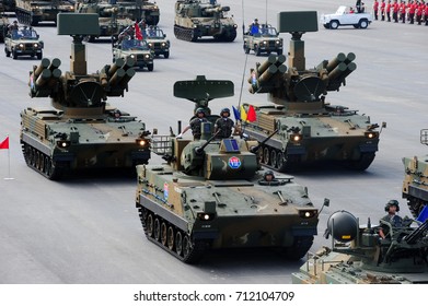 On October 1, 2013, Korean Military Antiaircraft Weapon Unit Have A Parade In A Commemoration Ceremony Held In Seoul Airport Runway Marking 65th Anniversary Of Republic Of Korea Armed Forces Day.