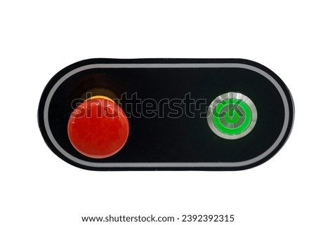 on and off button, red and green, isolate on white