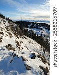 On the paths of the Dôle, hiking in the snow and under the sun, Jura Mountains, Switzerland
