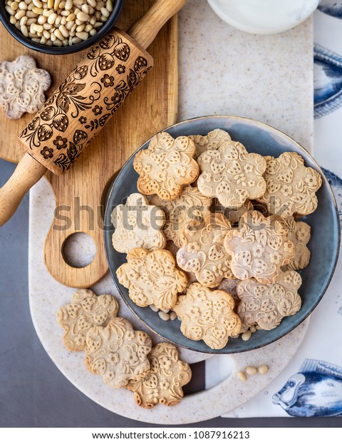 On Plate Curly Cookie Decorative Patterns Stock Photo Edit Now