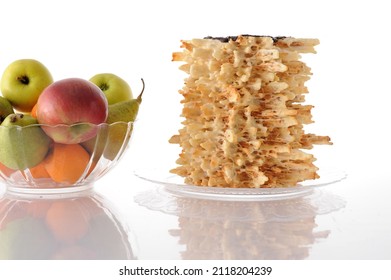 Сake on a spit. National Lithuanian cake on a light background wish copy space