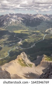 On The Top Of Mount Rundle, From Where You Can See Princess Margaret Mountain, Bow River And Trans-Canada Highway In Banff National Park, Alberta, Canada